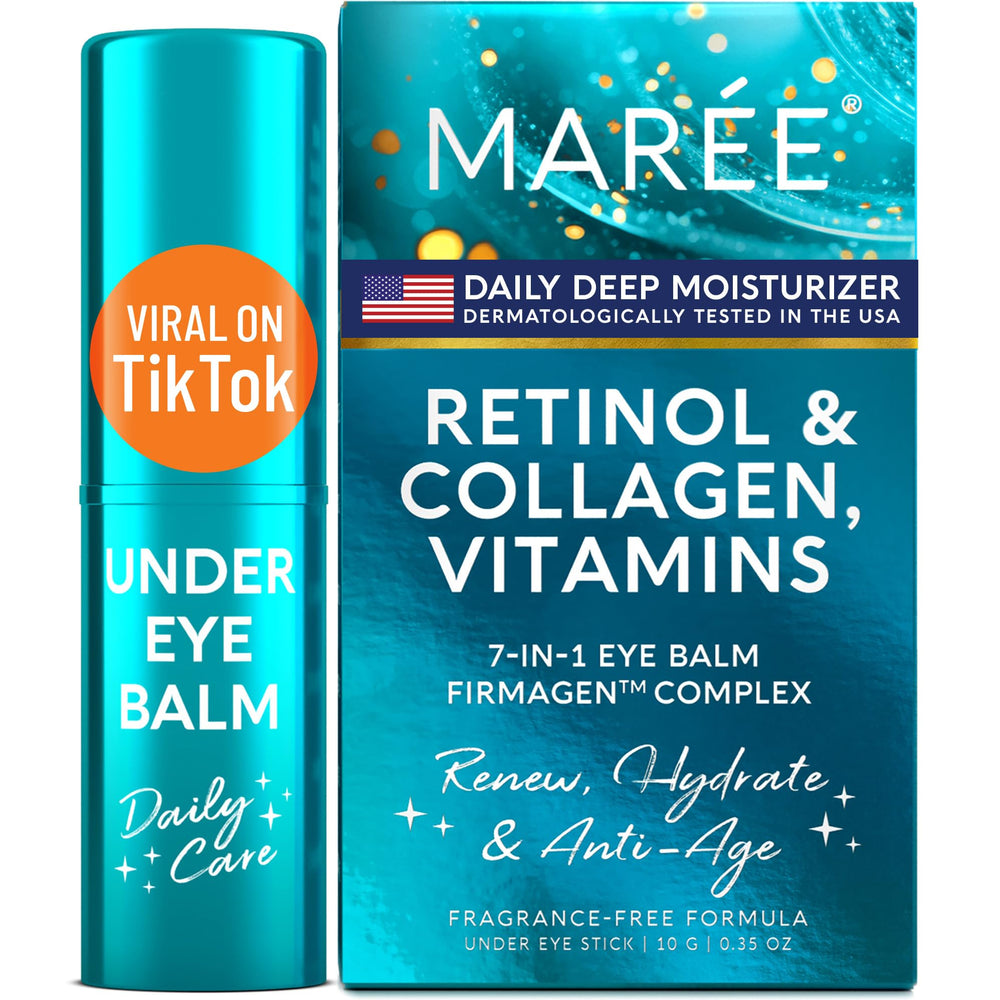 MAREE under-eye balm stick retinol ceramide closeup showing nourishing formula.