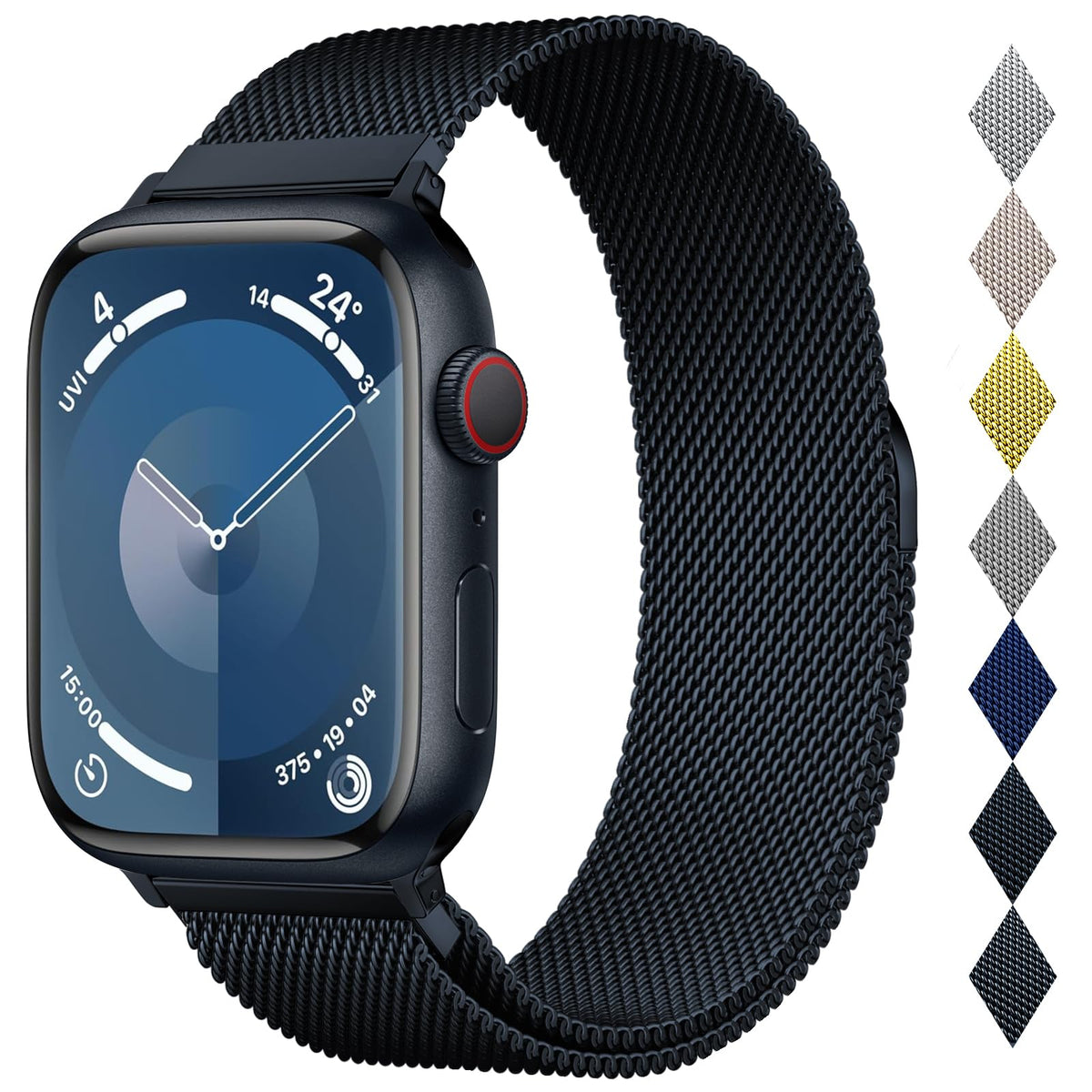 MARGE PLUS Milanese loop on 46mm Apple Watch for a secure, comfortable fit.
