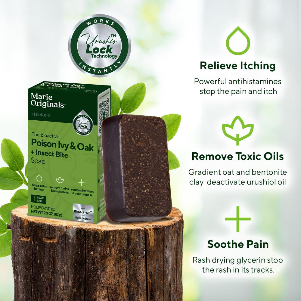 Marie Originals soap bar lather demonstrates gentle cleansing for irritated skin.