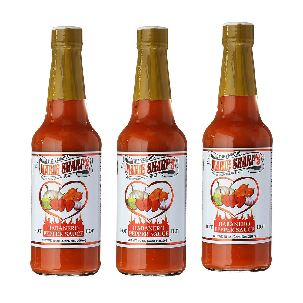 Marie Sharp's Hot Habanero Sauce bottle delivers bold Belizean flavor.