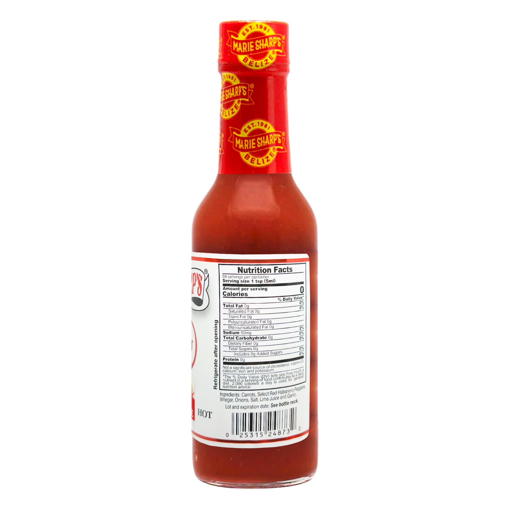Eggs topped with Marie Sharp's hot habanero sauce for breakfast brightness.