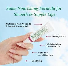Close-up of Mario Badescu Acai & Vanilla Lip Balm on fingertip showing creamy texture and hydration.