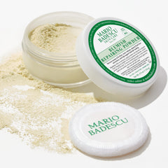 Mario Badescu powder applied to a pimple area targets redness and oil for calmer skin.