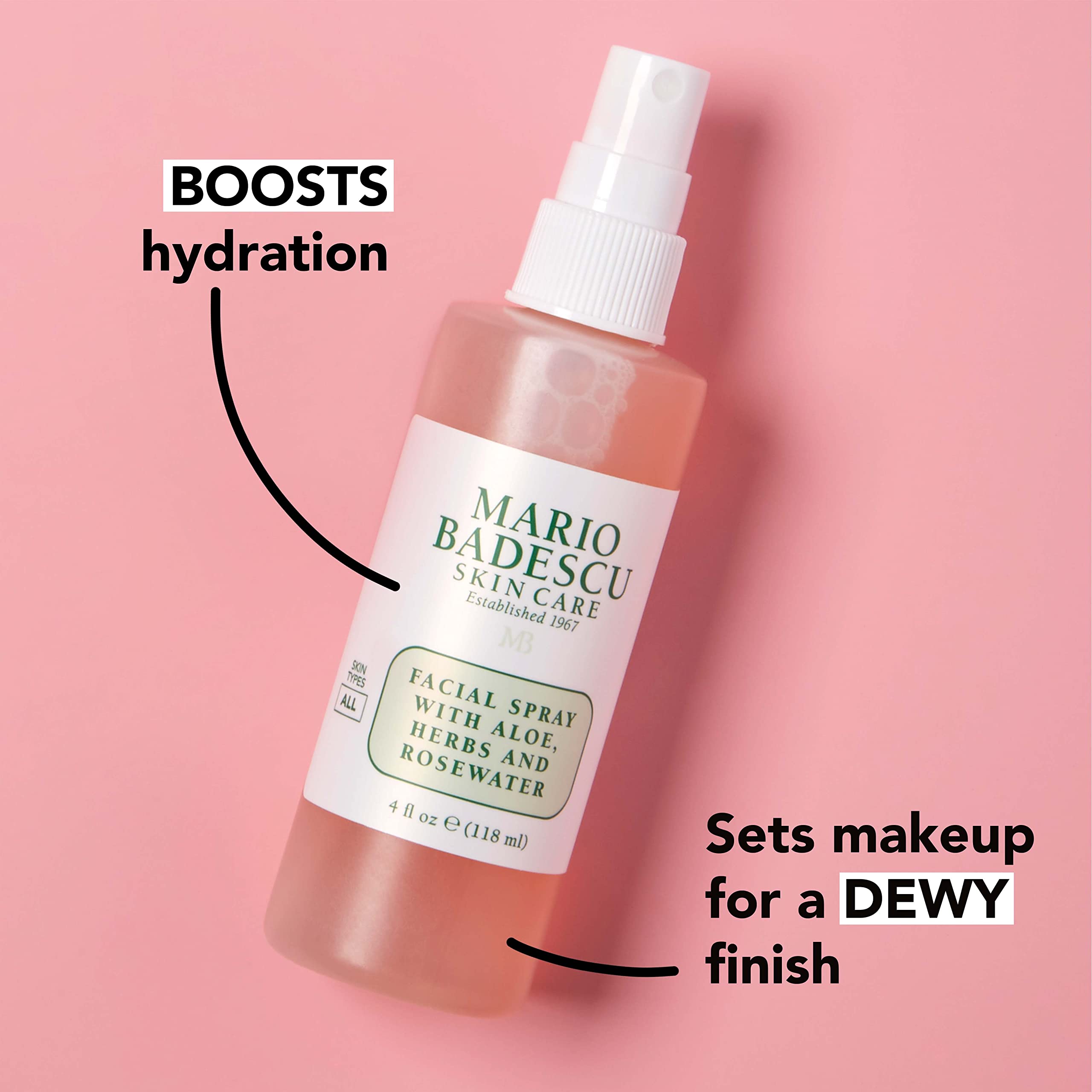 Mario Badescu botanical blend close-up showing aloe, gardenia, thyme and bladderwrack.