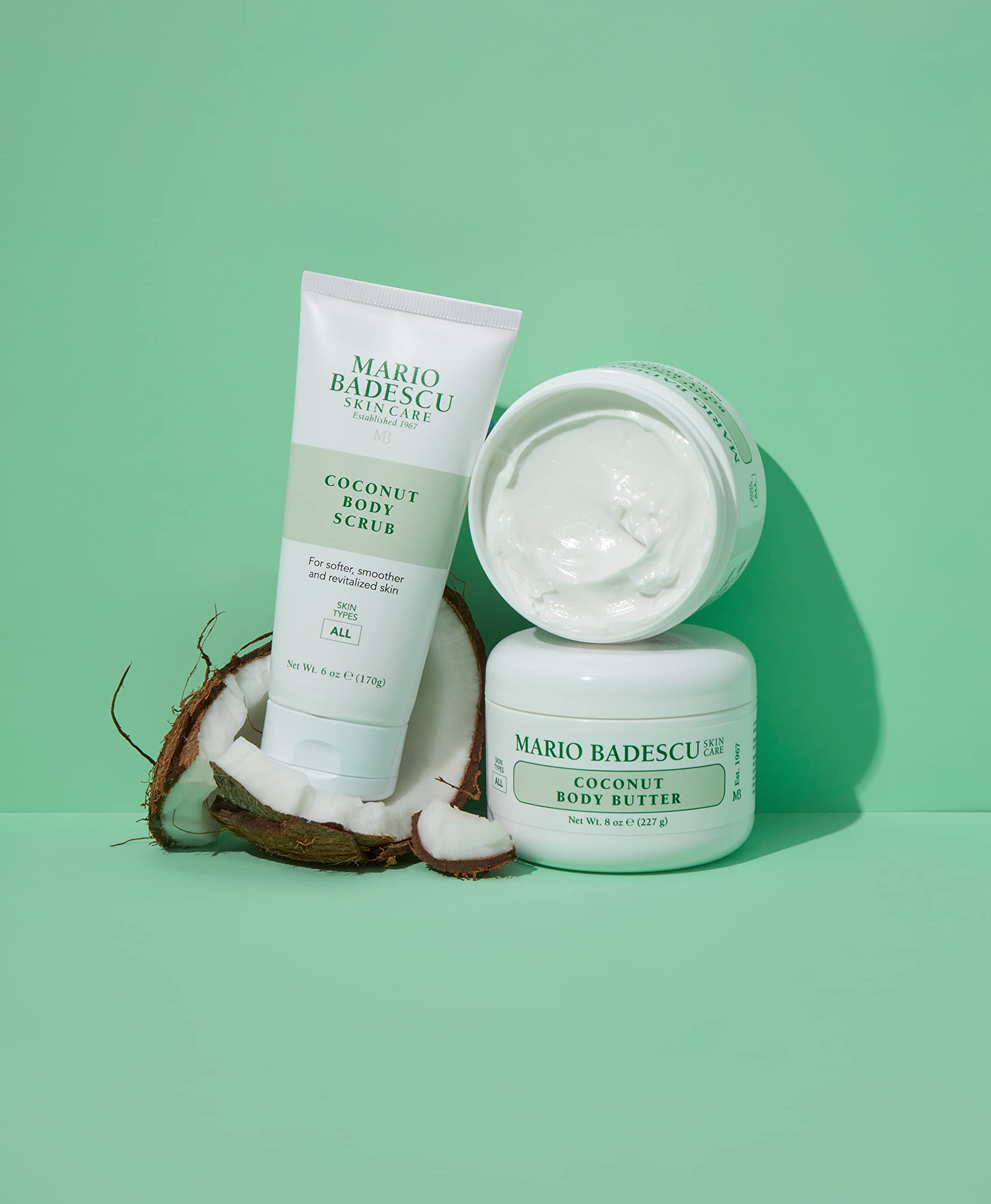 8-ounce jar of Mario Badescu Coconut Body Butter on display