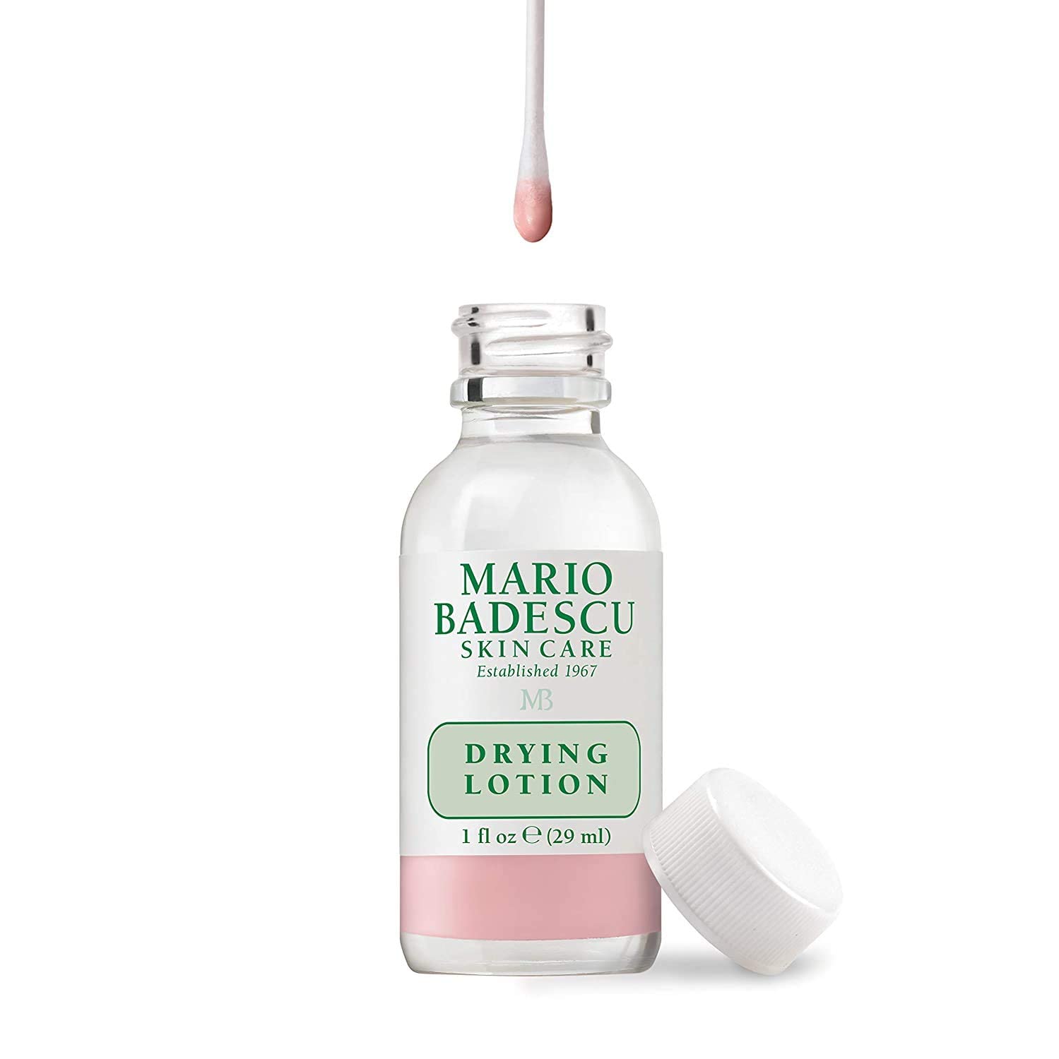 Mario Badescu drying lotion pink sediment ready for targeted spot treatment.