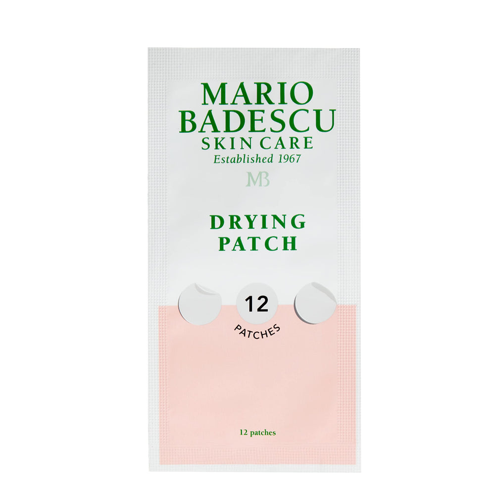 Mario Badescu drying patch application showing clear adhesion on skin.