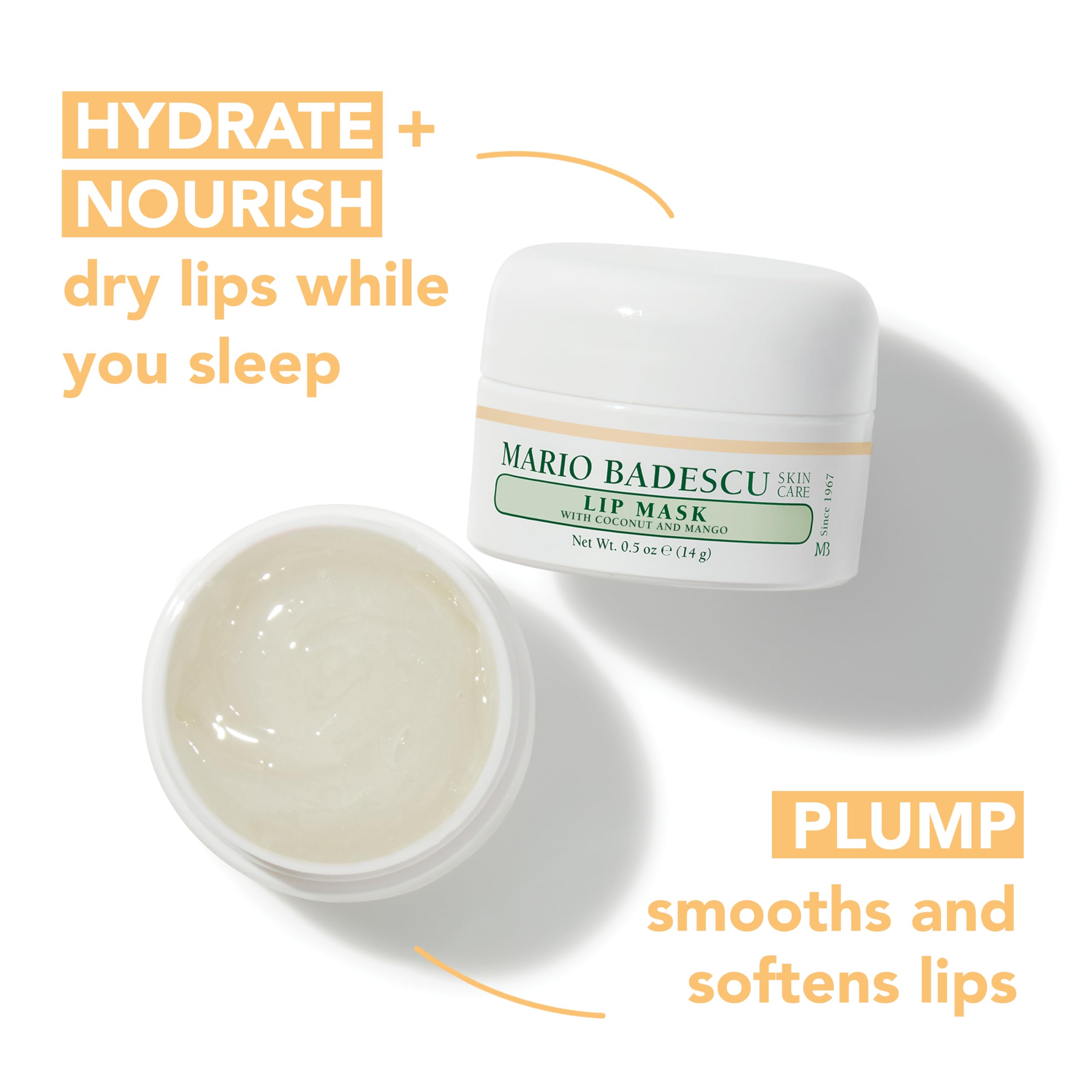 Mario Badescu Lip Mask coconut mango application on lips demonstrates easy nightly care