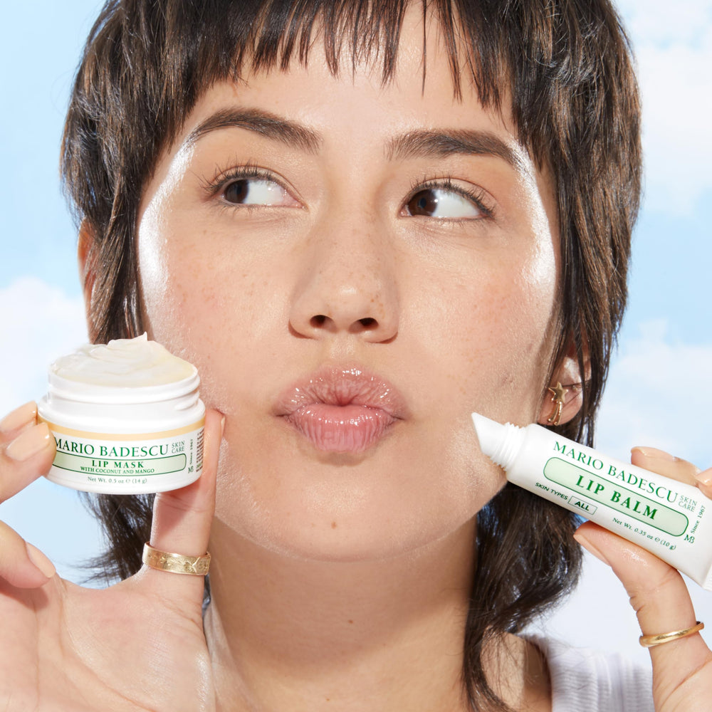 Mario Badescu Lip Mask coconut oil ingredients close-up emphasizing nourishing oils