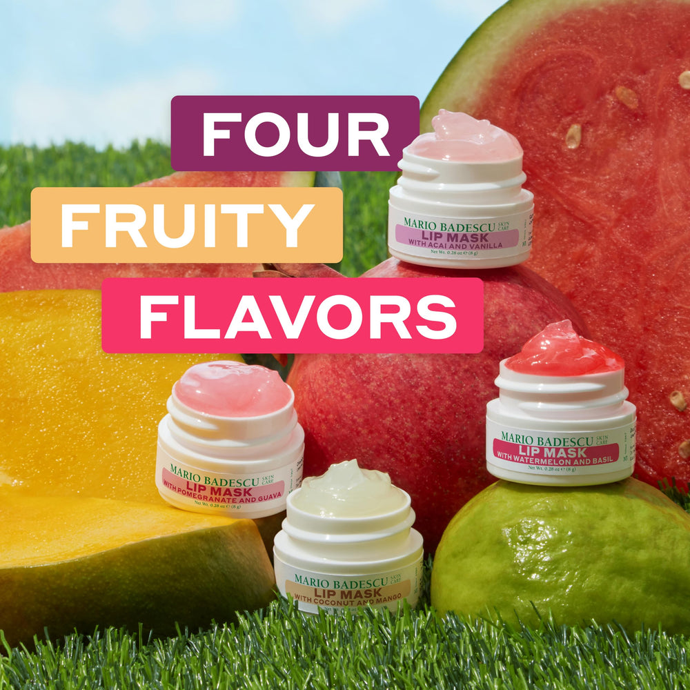 Mario Badescu Lip Mask Watermelon Basil jar provides refreshing moisture and soothing lip care.