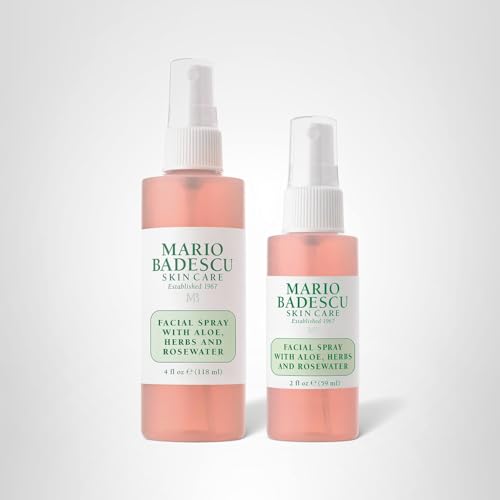 Mario Badescu midday refresh with rosewater spray on skin.