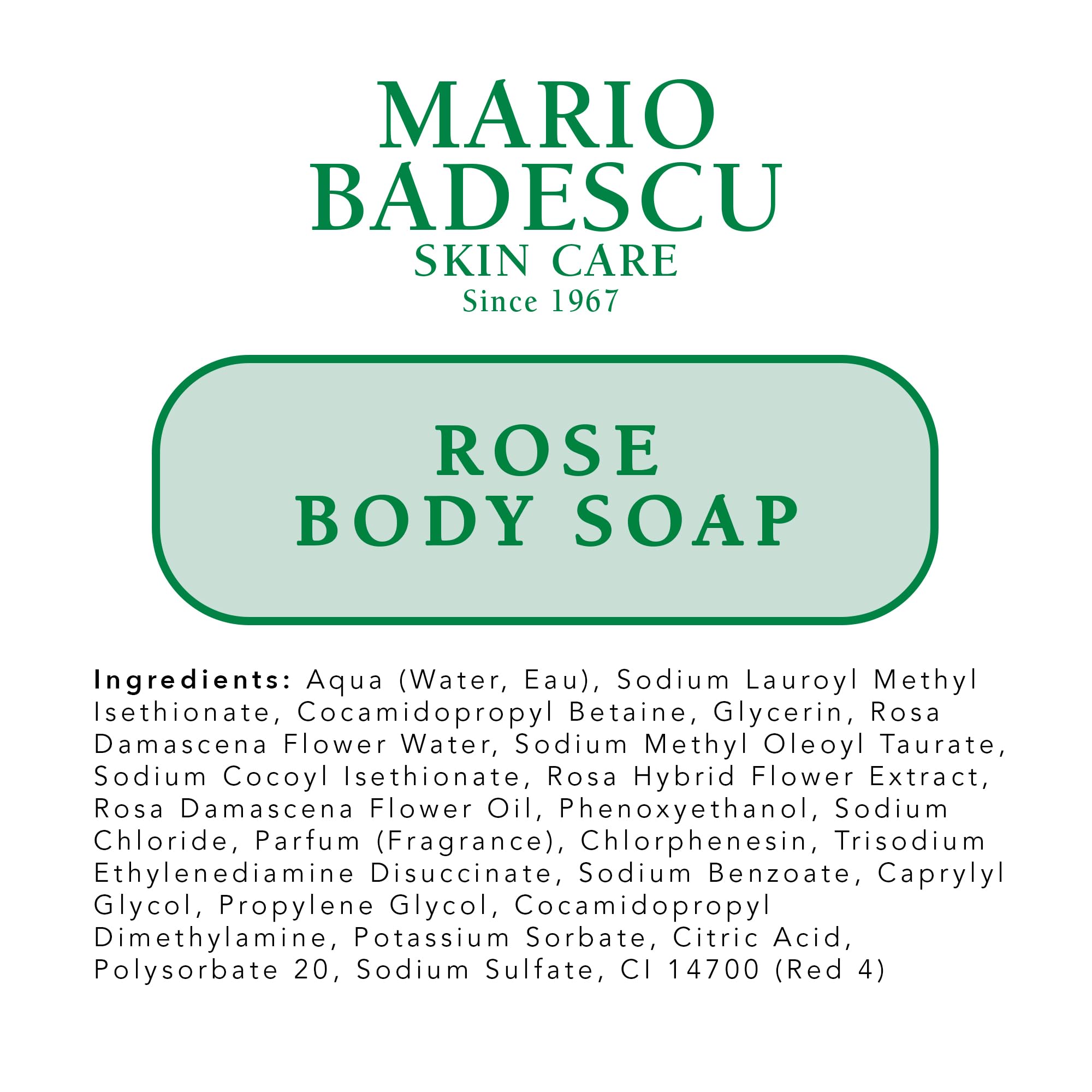 Mario Badescu Rose Body Soap vegan and cruelty-free certification visuals