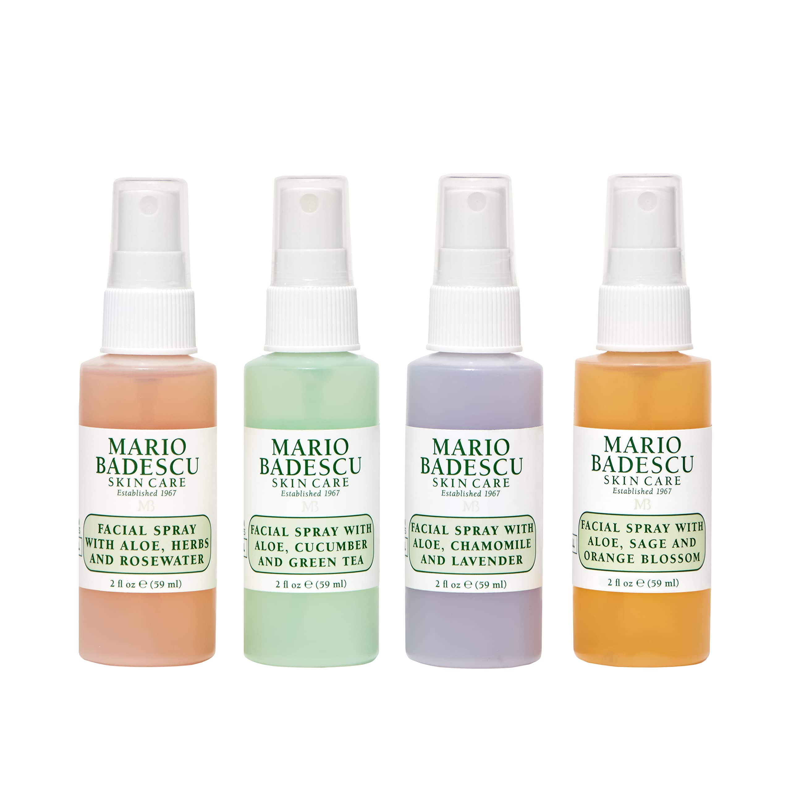 Mario Badescu Rose Water facial spray with rose petals, hydrating the skin.