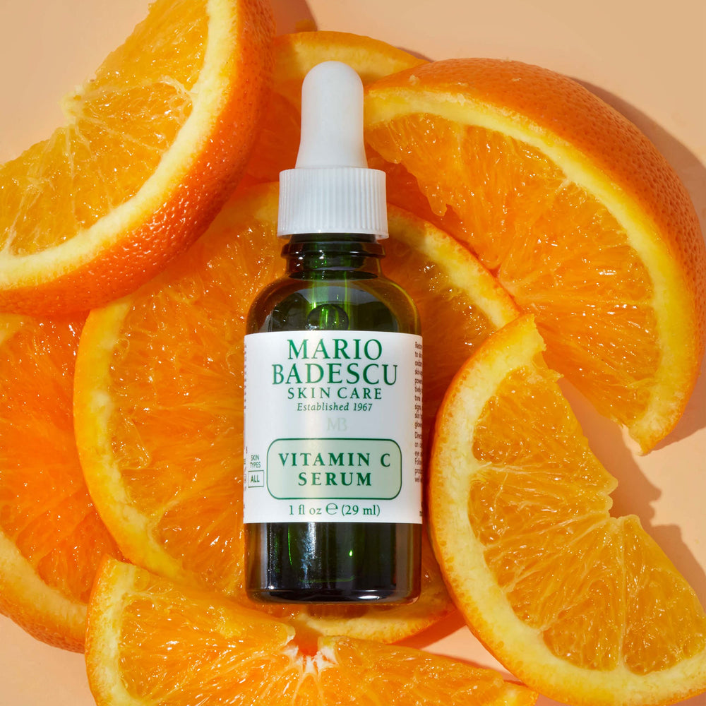 Vanity display of Mario Badescu Vitamin C Serum ready for brightening