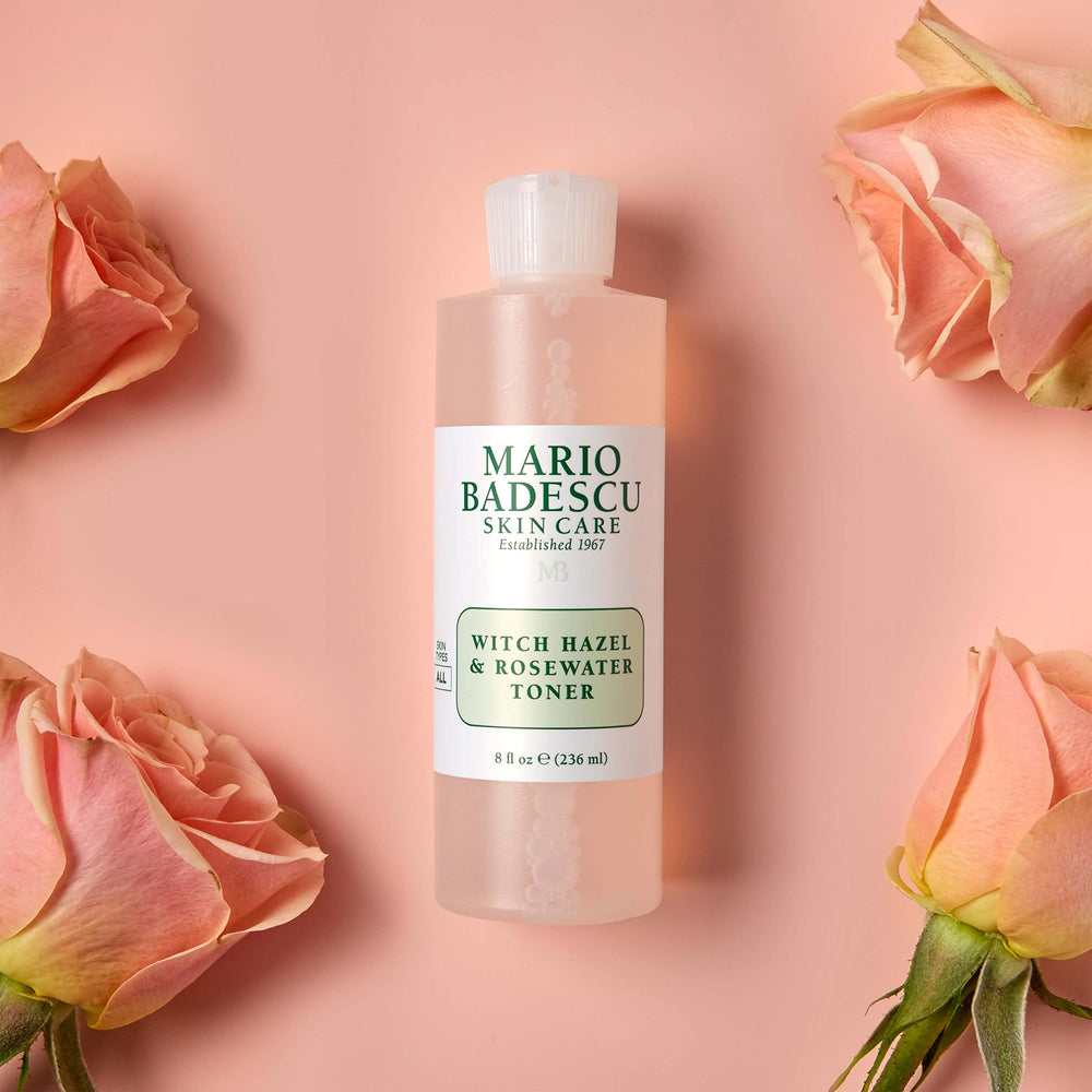 Witch hazel properties represented with Mario Badescu bottle