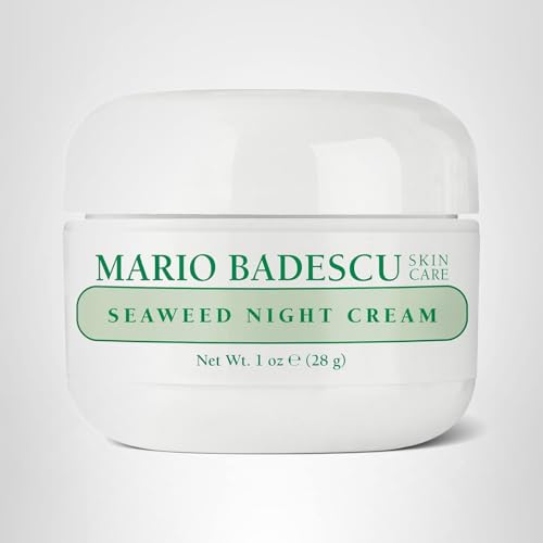 Mario Badescu evening routine with seaweed night cream on counter