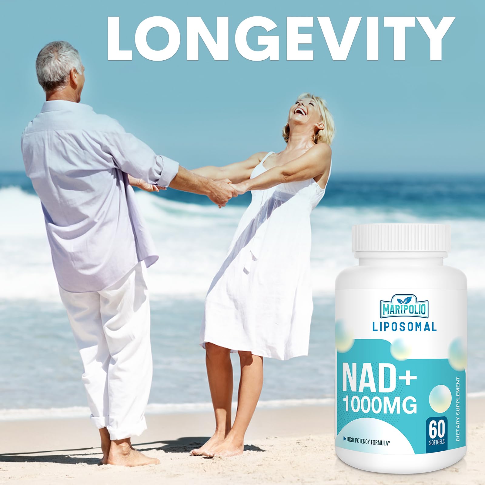 Maripolio Liposomal NAD+ 1000 mg family-friendly formula suitable for men and women.