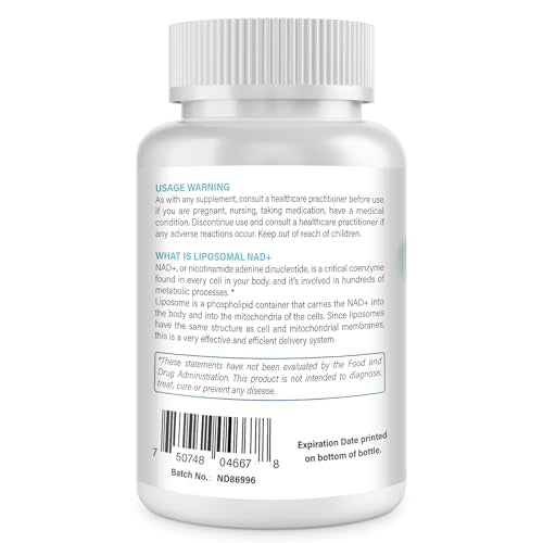 Maripolio Liposomal NAD+ 1000 mg ingredients panel showing clean supplement science.