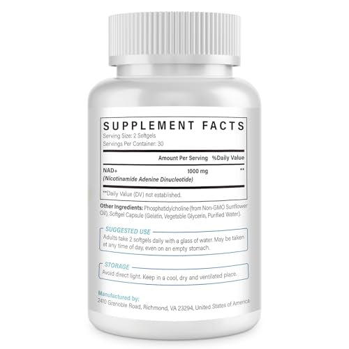 Maripolio Liposomal NAD+ 1000 mg softgels poured from bottle for daily use.