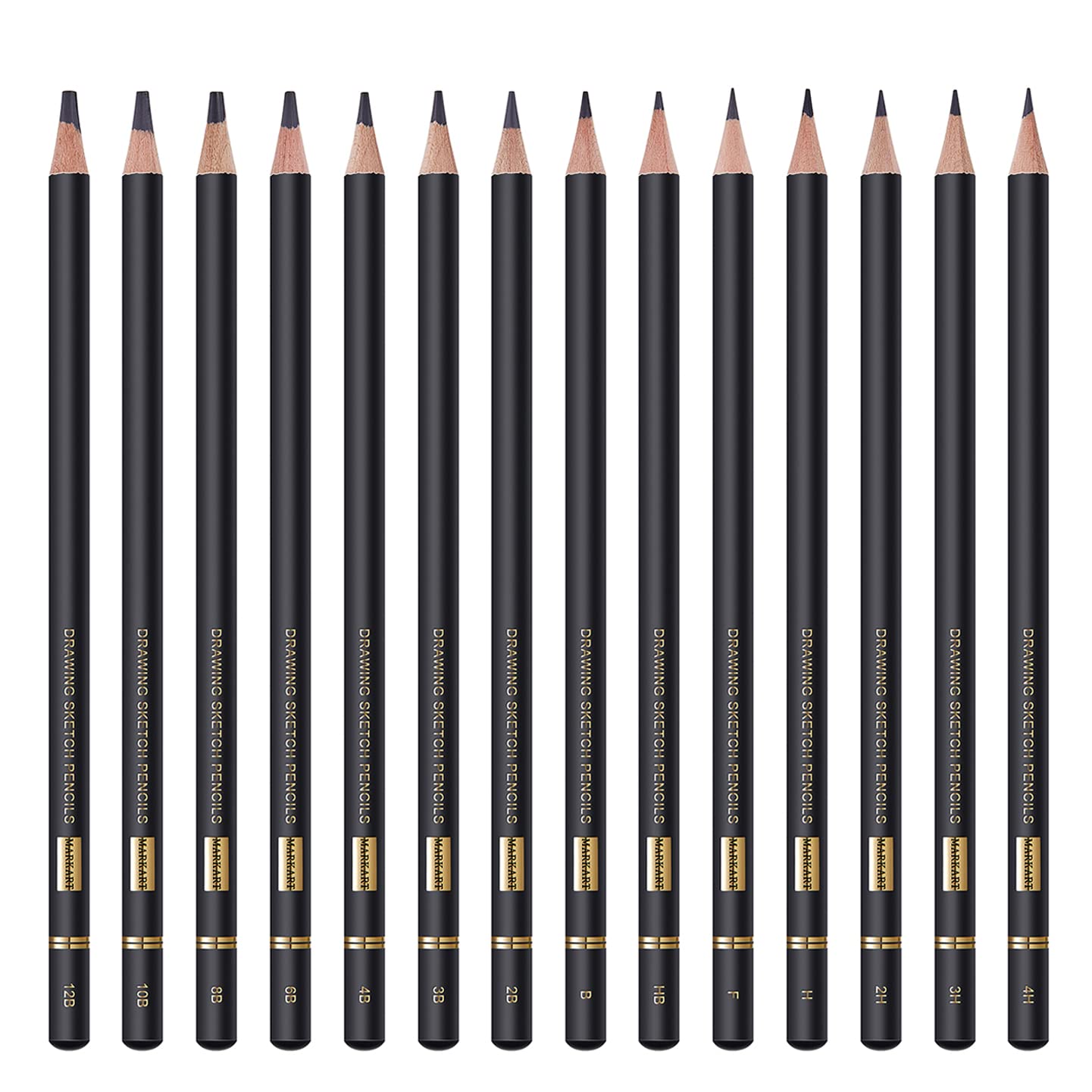 MARKART graphite pencils range 12B–4H for dynamic tones and textures.