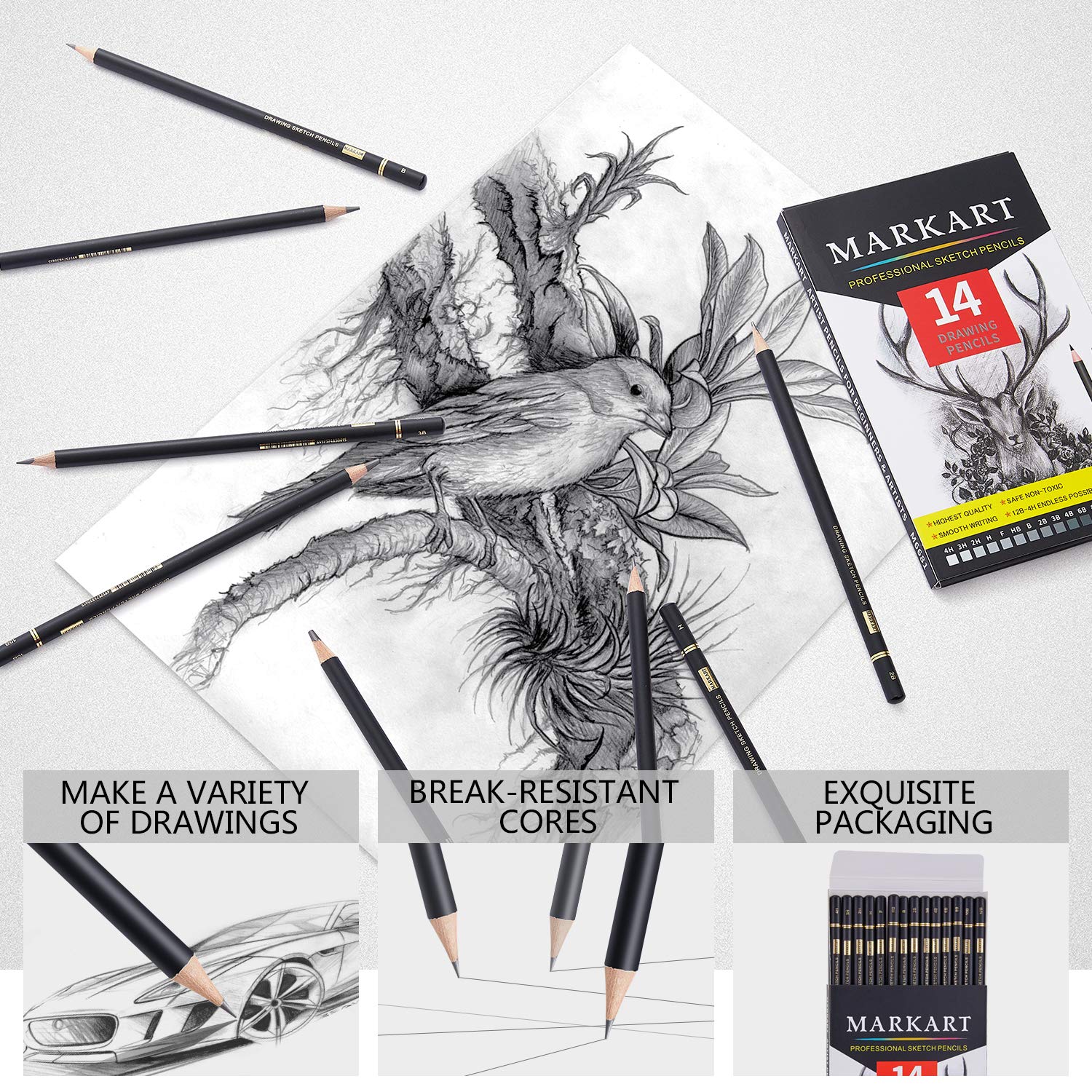MARKART non-toxic, pigmented pencils ideal for beginners and pros.