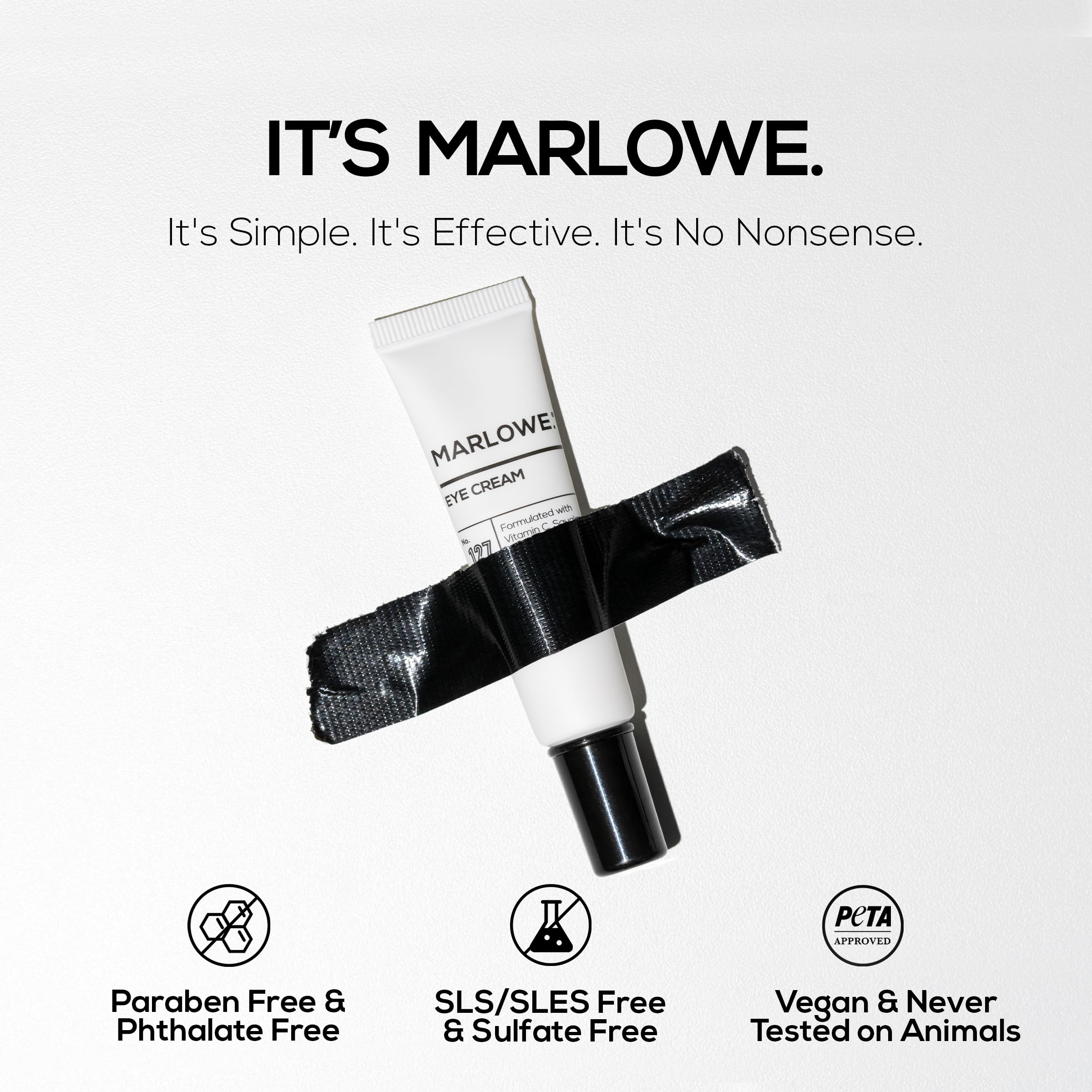 MARLOWE No. 127 eye cream brightens and tones the under-eye area for a refreshed look.