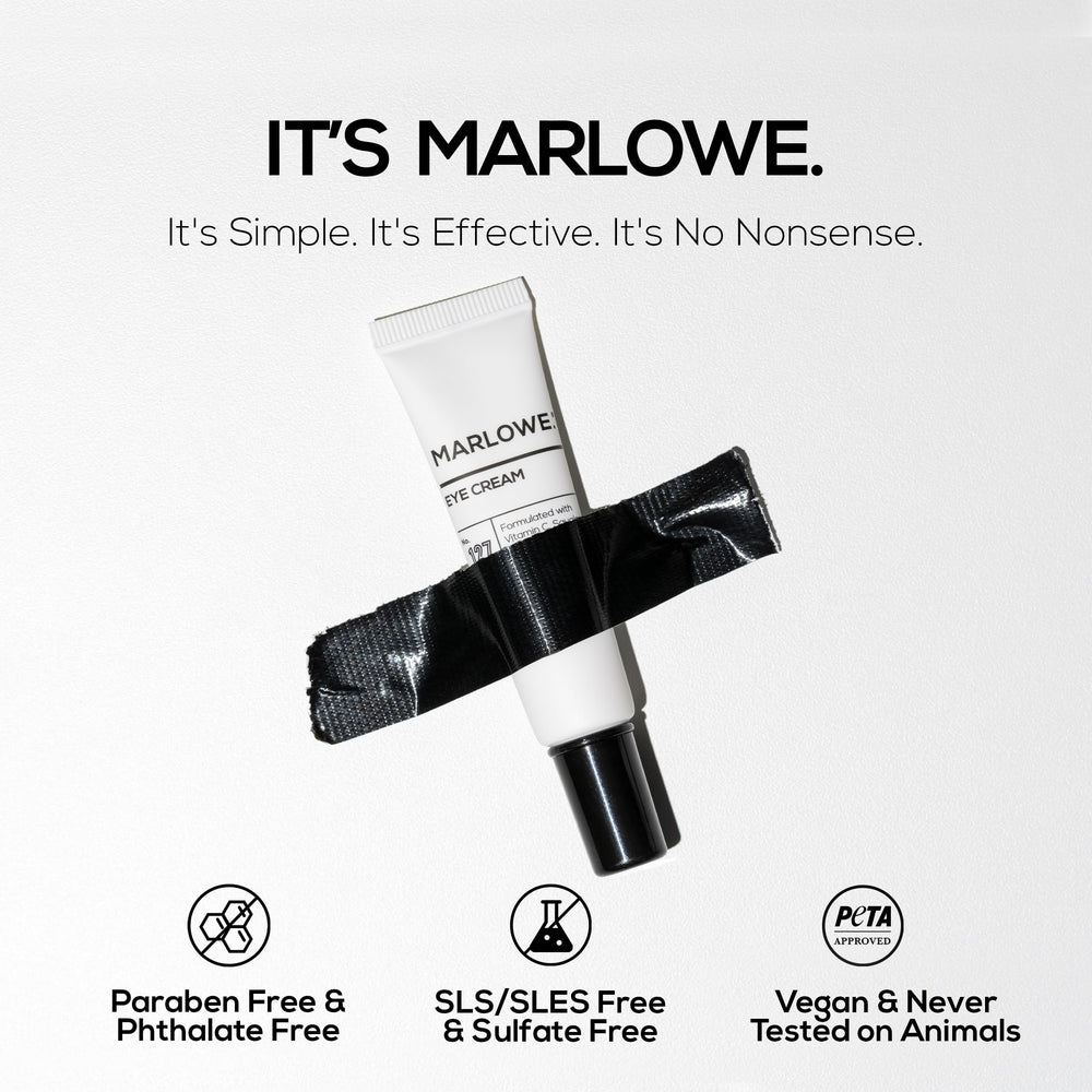 MARLOWE No. 127 eye cream brightens and tones the under-eye area for a refreshed look.