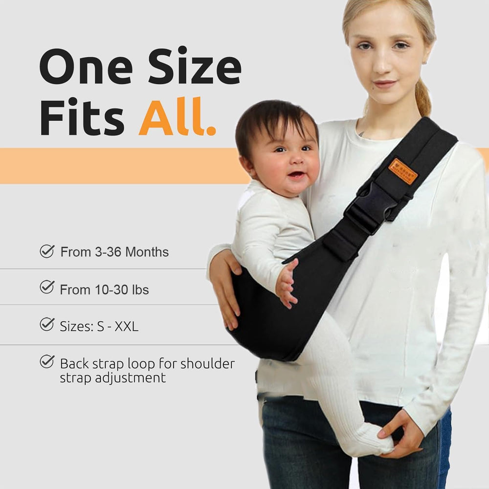Marrlly baby sling carrier adjustable straps enabling a customized, secure fit for growing babies