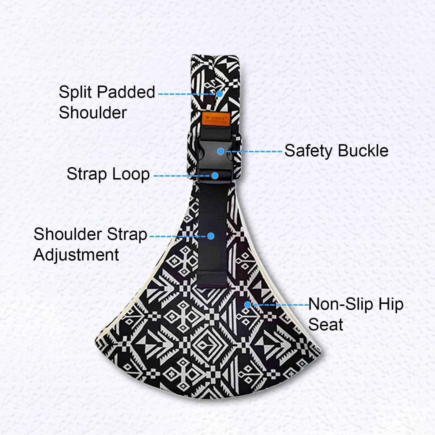 Marrlly baby sling carrier hip seat highlighting stable support for seated positions
