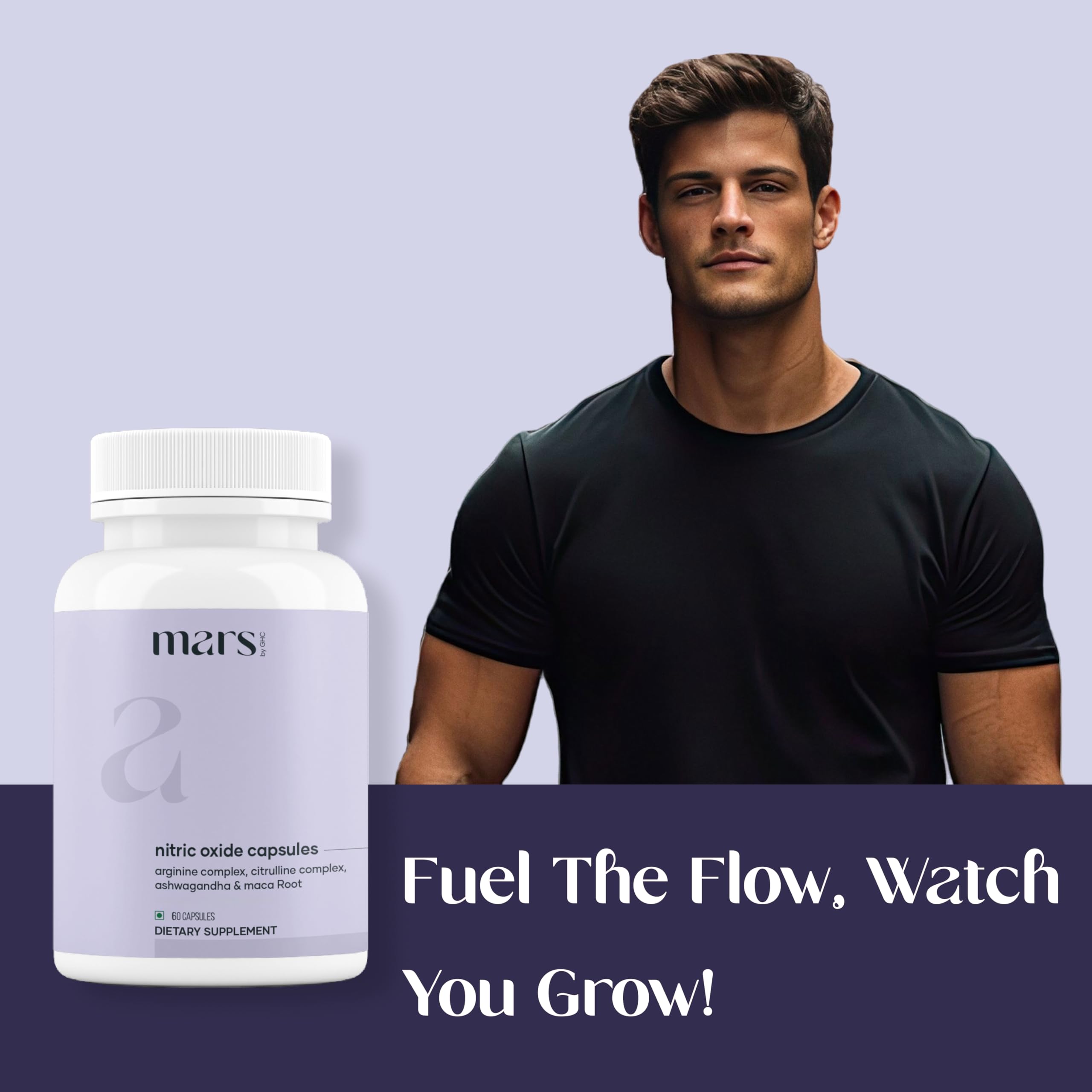 Mars by GHC Bottle on shelf signals vegan friendly nitric oxide support.