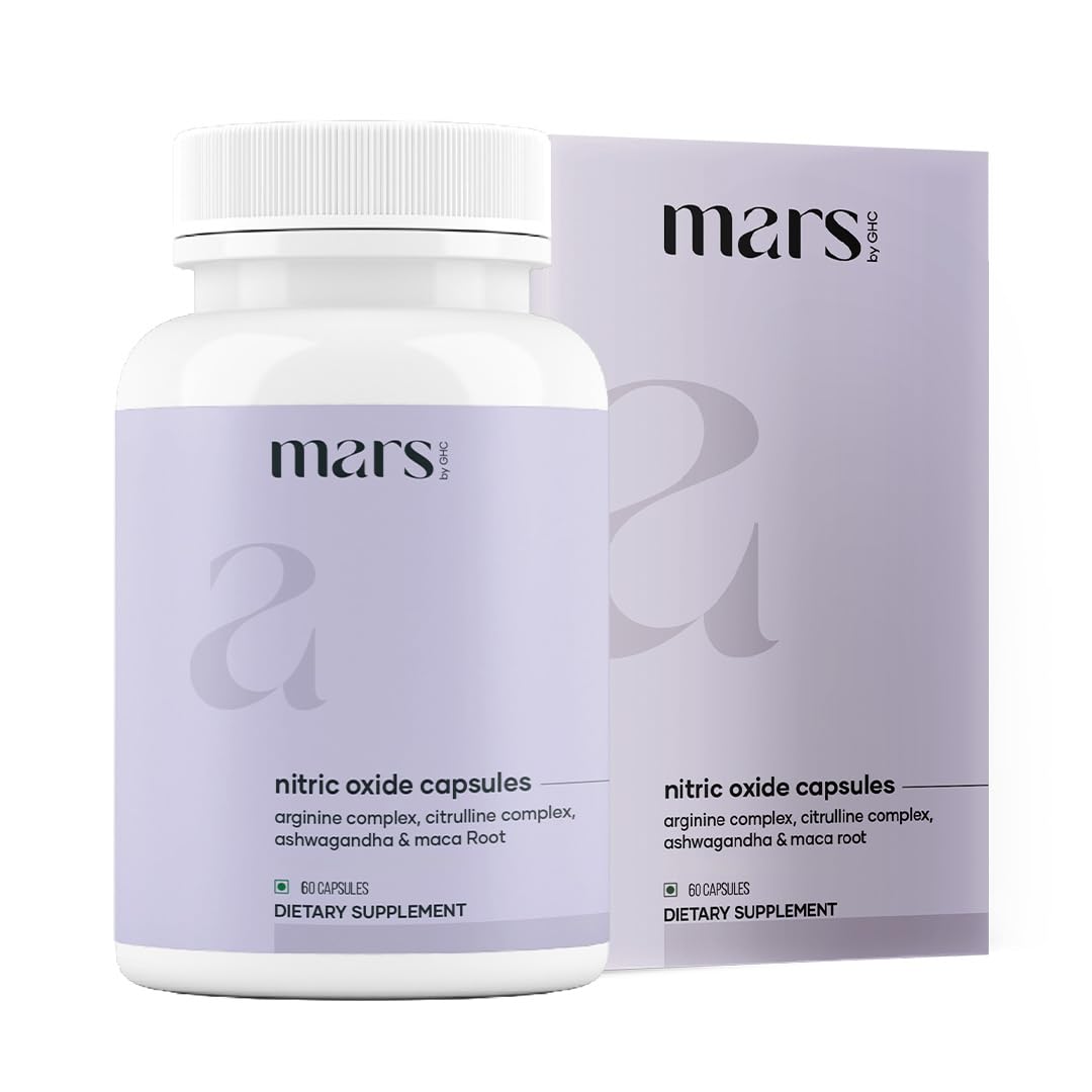 Mars by GHC Mars Nitric Oxide capsules bottle for daily energy and circulation support.