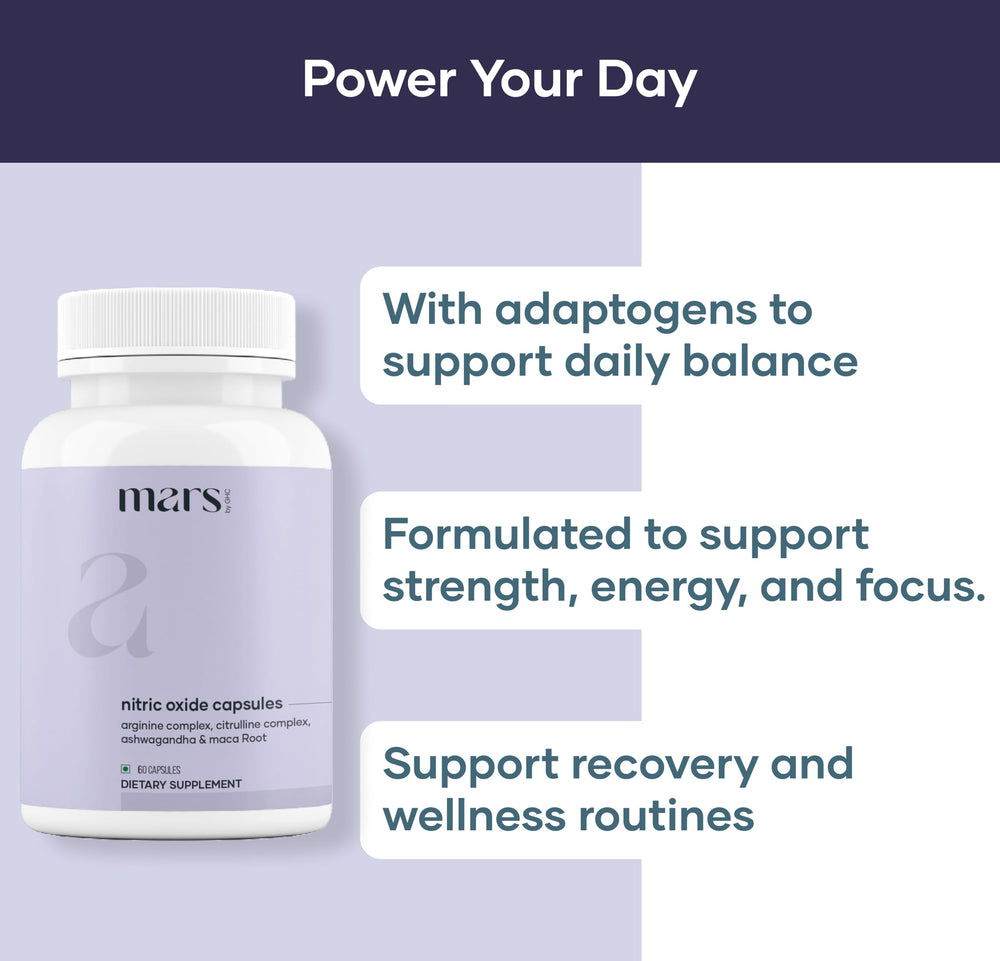 Mars by GHC Mars Nitric Oxide capsules pour demonstrates easy daily supplementation for workouts.