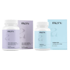 Mars by GHC Growth Max Combo bottle being poured; supports workouts with nitric oxide.