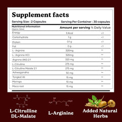Mars by GHC nitric oxide capsules pack back, clean formula with no unnecessary additives