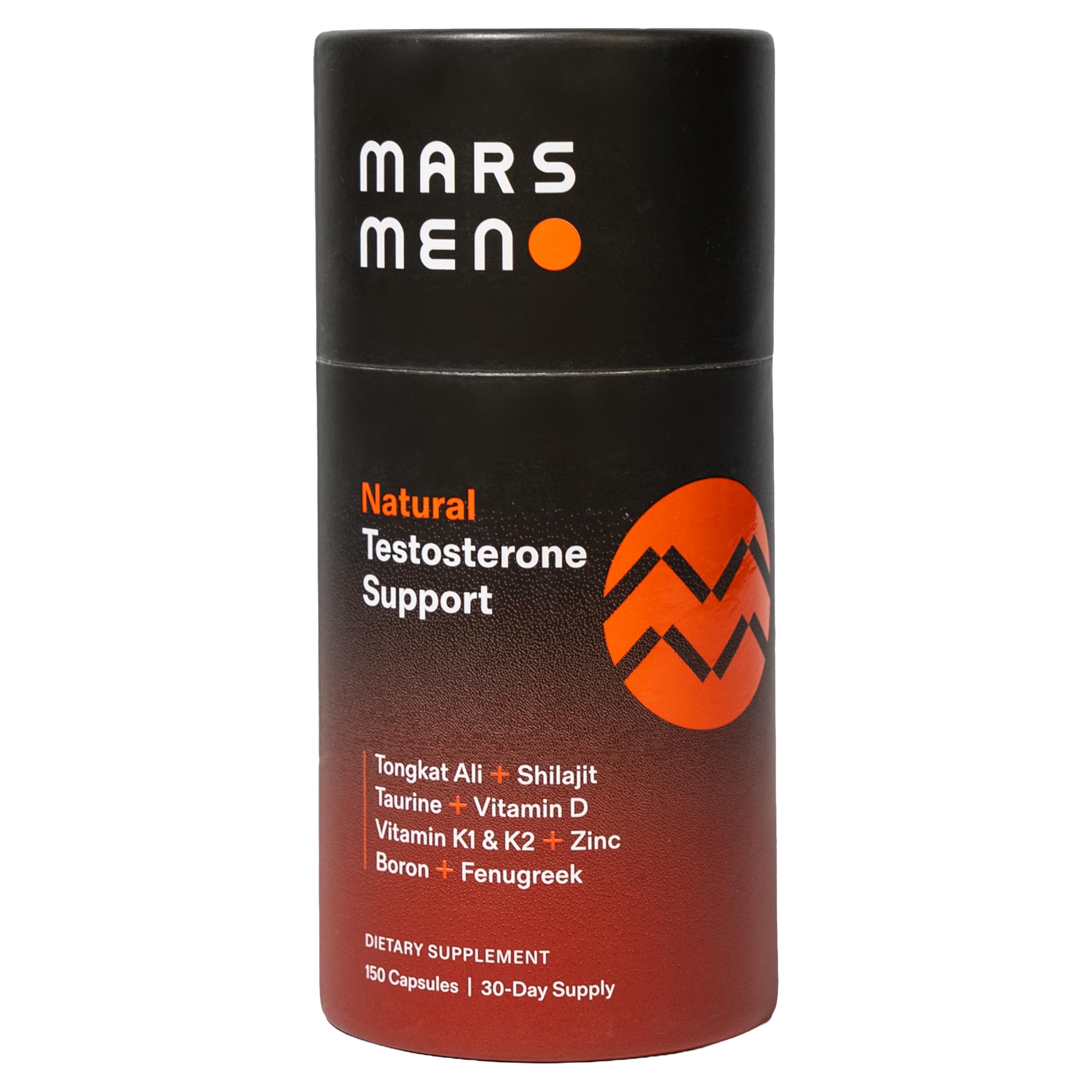 Mars Men testosterone booster bottle on desk, showcasing premium formula for male vitality.