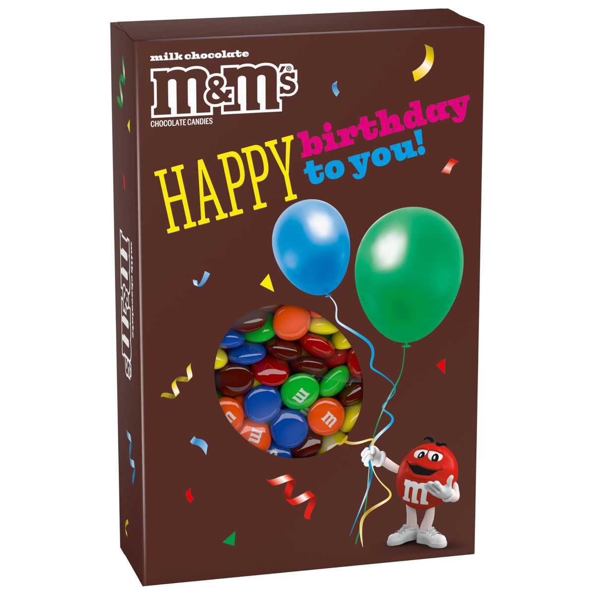 Mars M&M'S Milk Chocolate Birthday Gift Box with colorful candy for festive gifting.