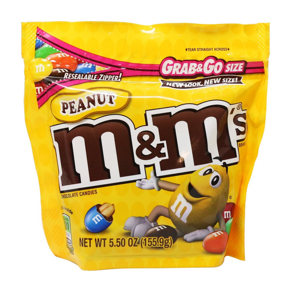 Mars M&M's Peanut Chocolate grab-go 5 oz packet for on-the-go snacking.