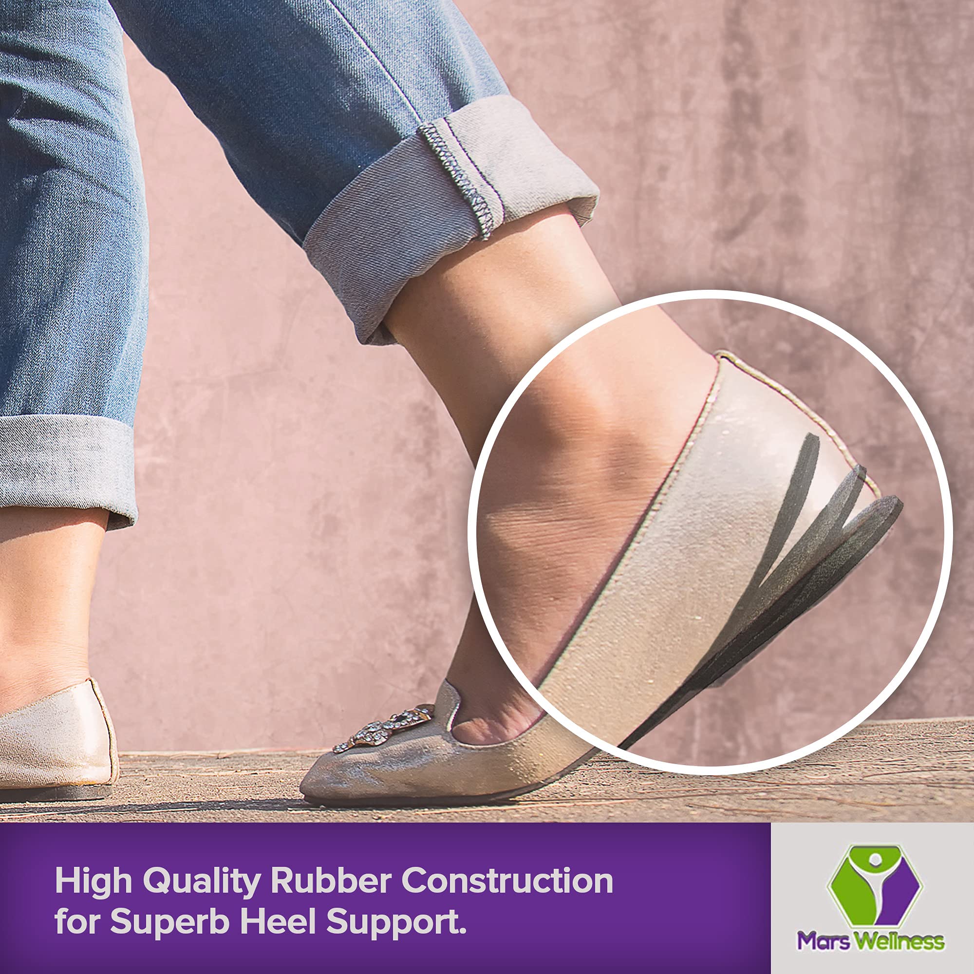 MARS WELLNESS Removable 1/8-inch layers enable precise heel height customization.
