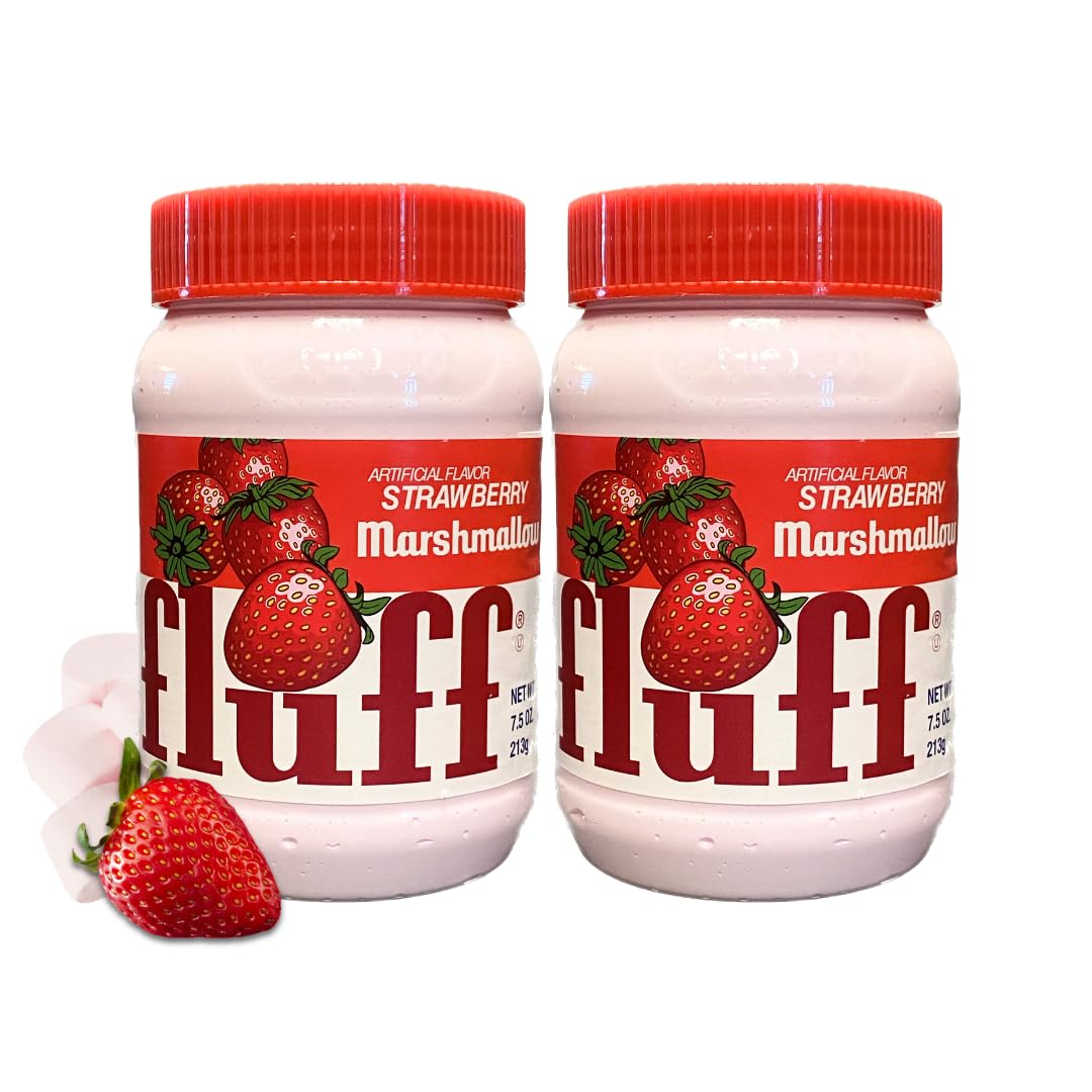 Marshmallow Fluff Strawberry Spread jar close-up, creamy texture for easy spreading