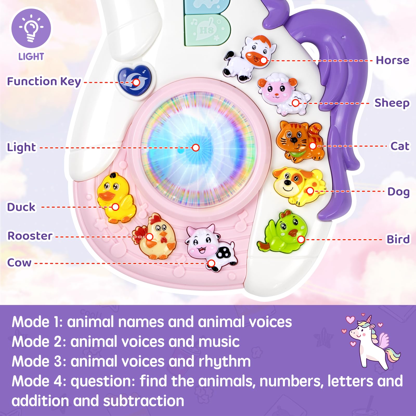 Marstone animal friends with cheerful sounds sparks curiosity and motor skills.