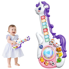 Marstone baby musical unicorn toy with twinkling lights for sensory play.