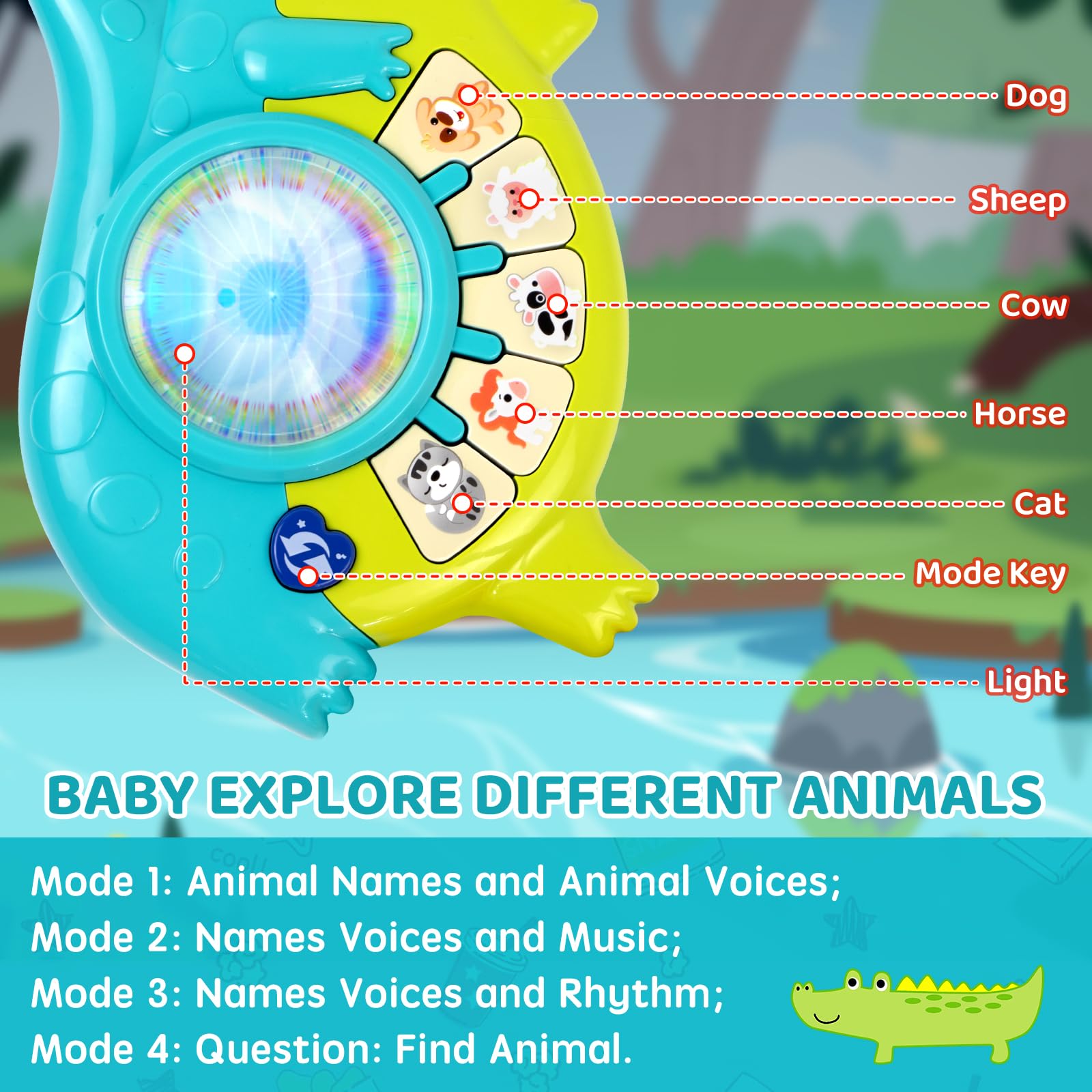 Marstone crocodile guitar buttons help kids learn animal names and sounds