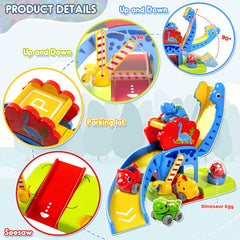 Marstone toy cars race down the ramp, boosting motor skills and imagination.