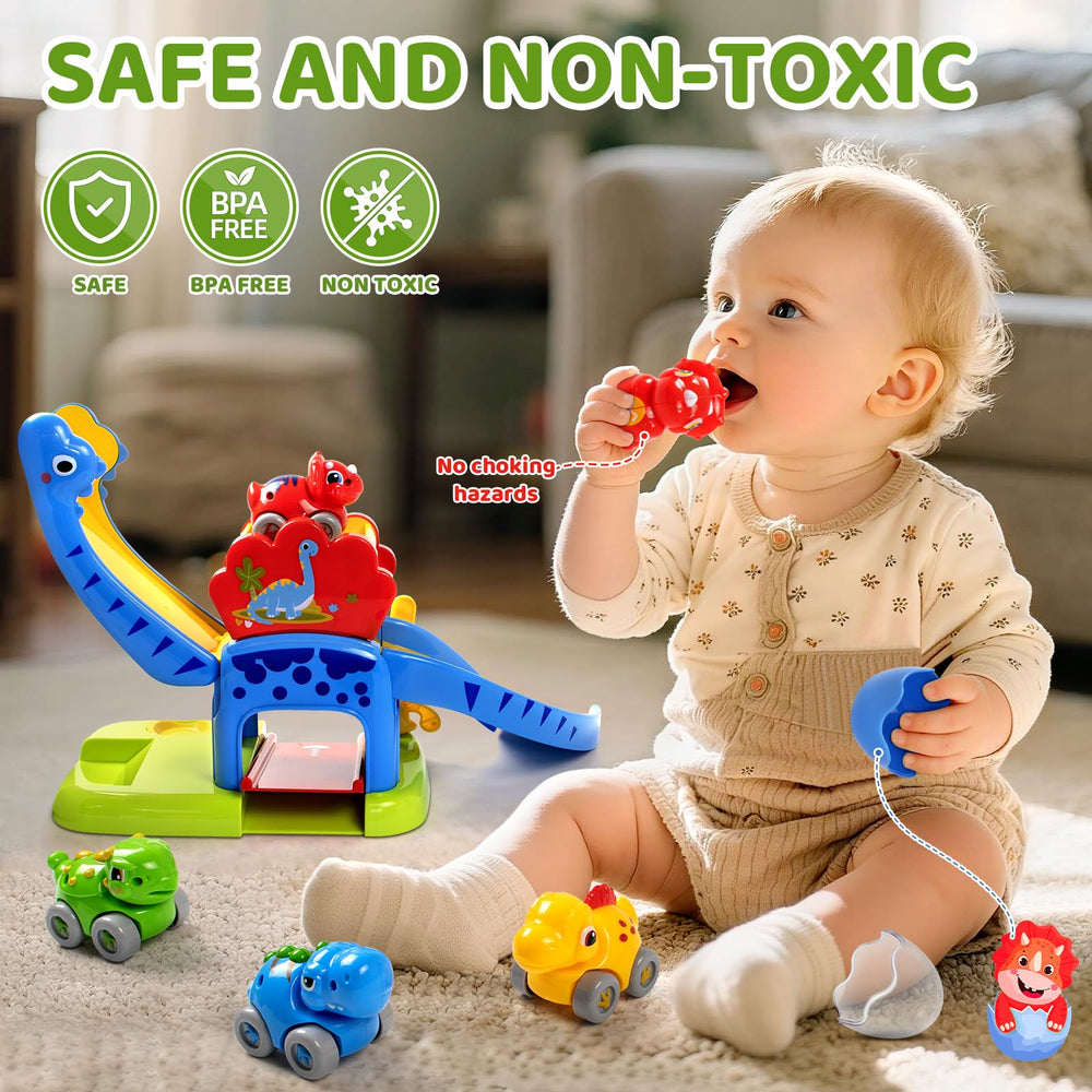 Bright ramp promotes active, battery-free fun for toddlers.