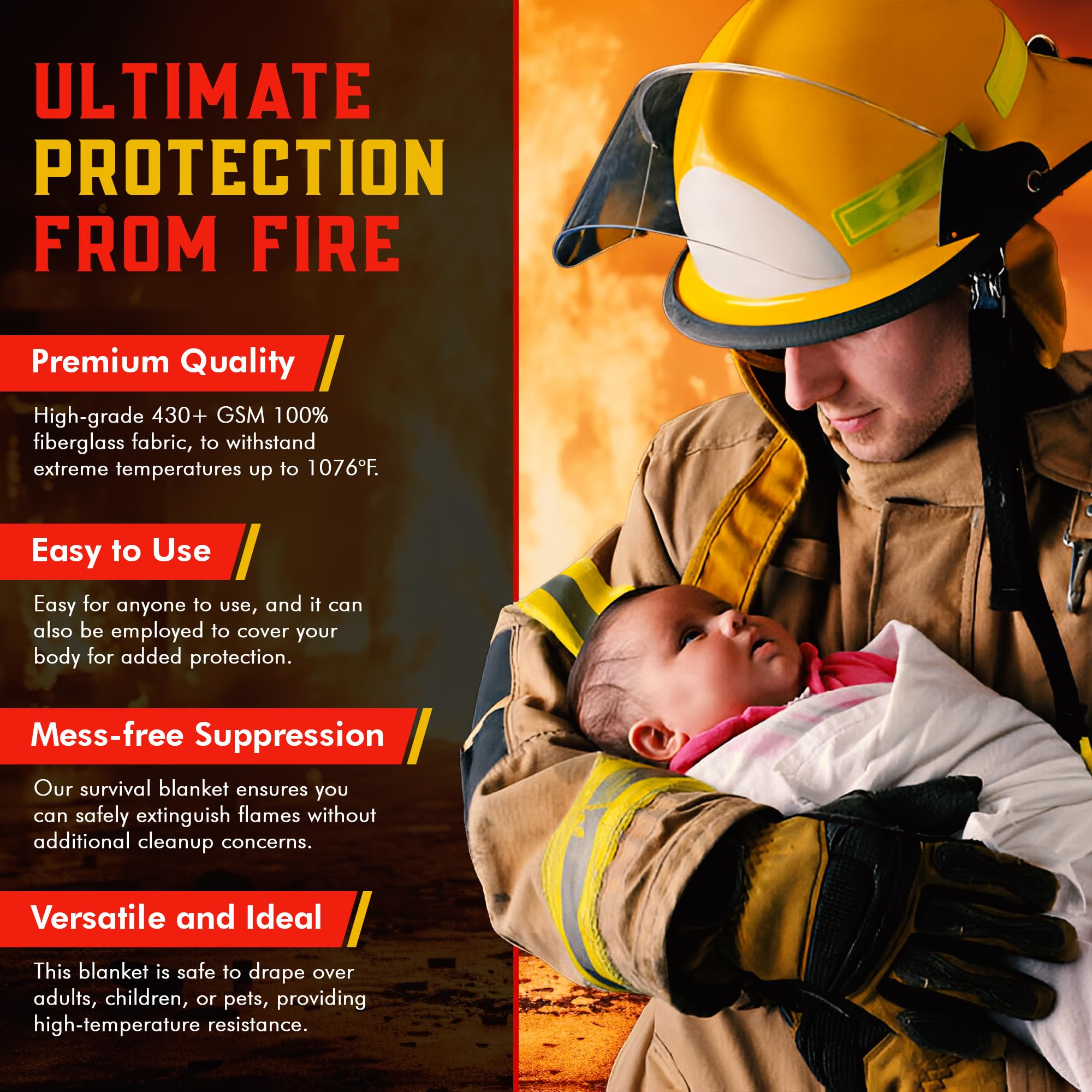 Kitchen use: Mart Cobra fire blanket quickly smothers a grease fire.