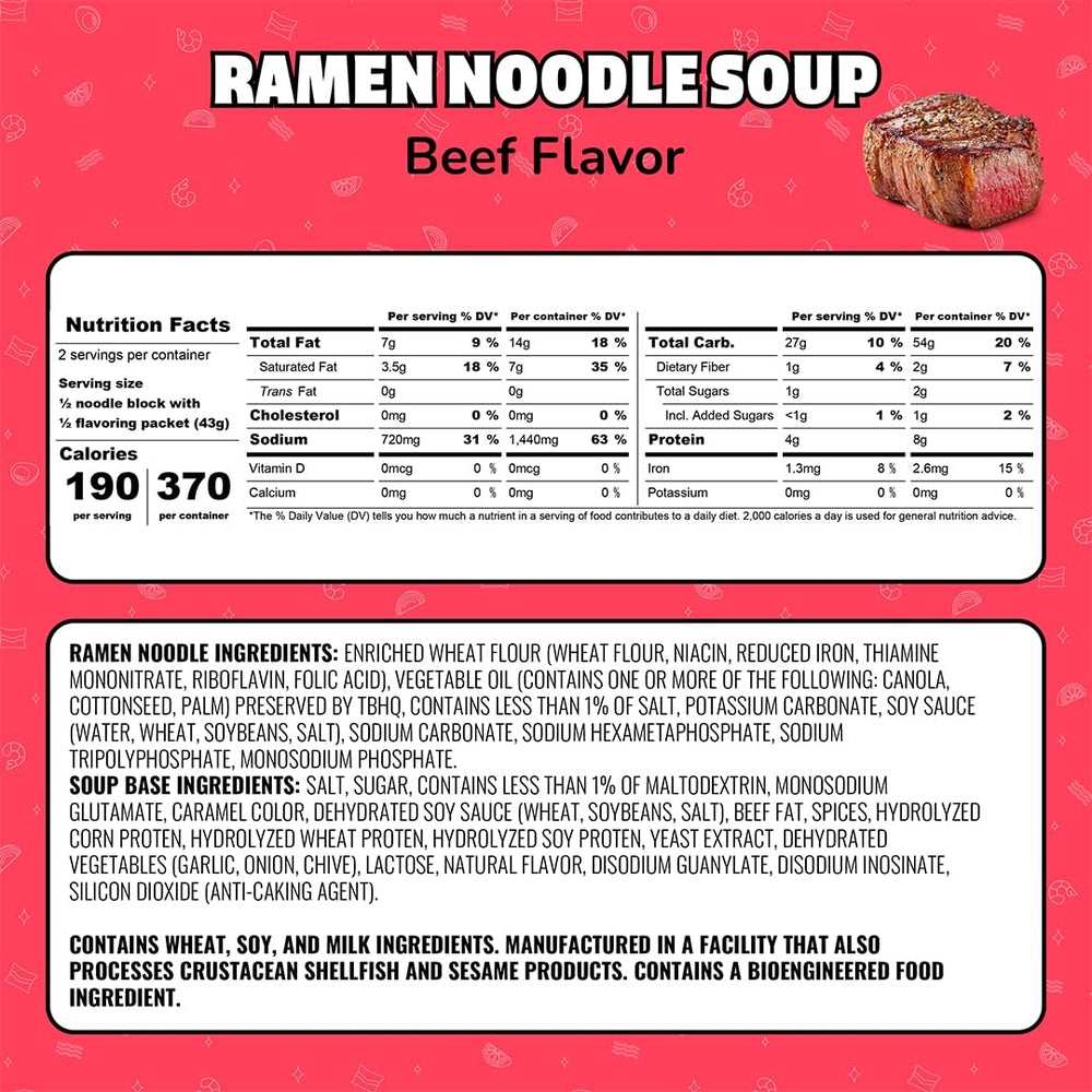 Maruchan Beef Ramen packaging and packet, ready for pantry storage.