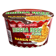 Maruchan Birria Beef Ramen Bowl broth close-up, ideal cozy lunch.
