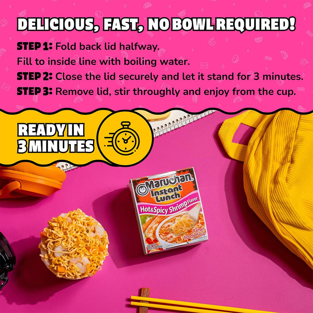 Steps to prepare with boiling water in 3 minutes.