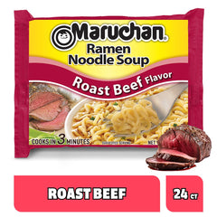 Maruchan Roast Beef Ramen noodles close-up after cooking