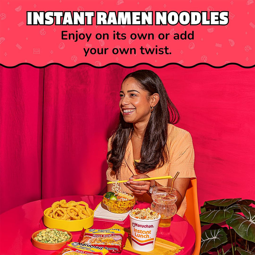 Maruchan Roast Beef Ramen pack shown for pantry stock